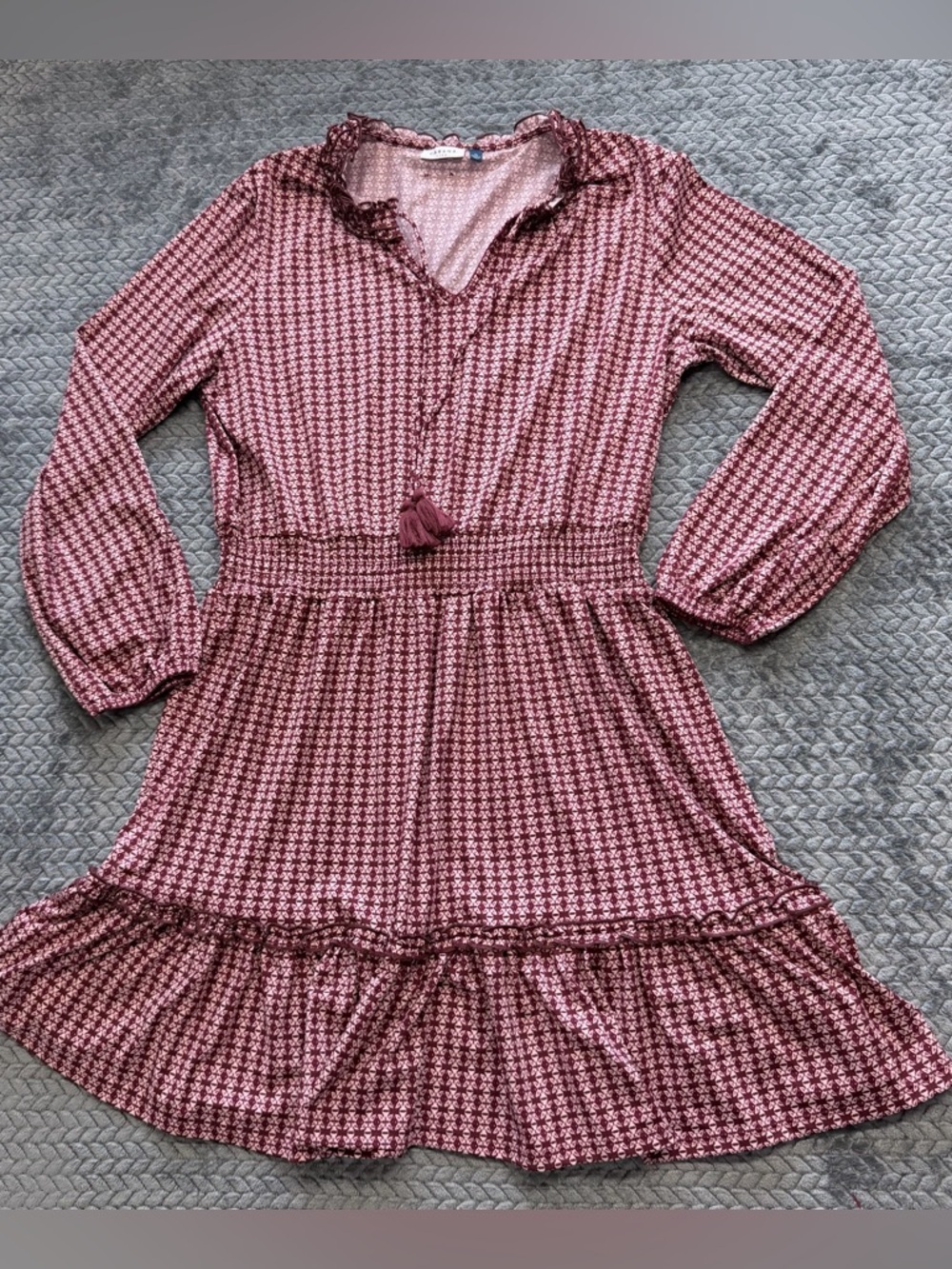 Cabana Life Geometric Print Tiered Smocked Waist Mini Dress Size XL